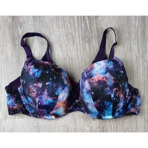 Torrid XO Plunge Push Up Bra 42C Blue Galaxy Cosmo Underwired